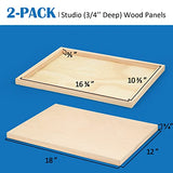 Falling in Art Unfinished Birch Wood Panels Kit for Painting, Wooden Canvas 2 Pack of 12x18 Studio 3/4" Deep, Cradle Boards for Pouring, Art, Crafts, Falling in Art