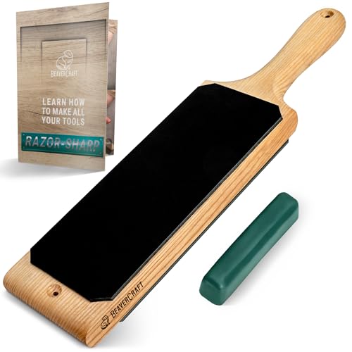 BeaverCraft Leather Strop for Knife Sharpening with Stropping Compound Knife Strop Kit LS1P1 -Stropping Leather Knife Sharpener - Stropping Kit - WoodArtSupply