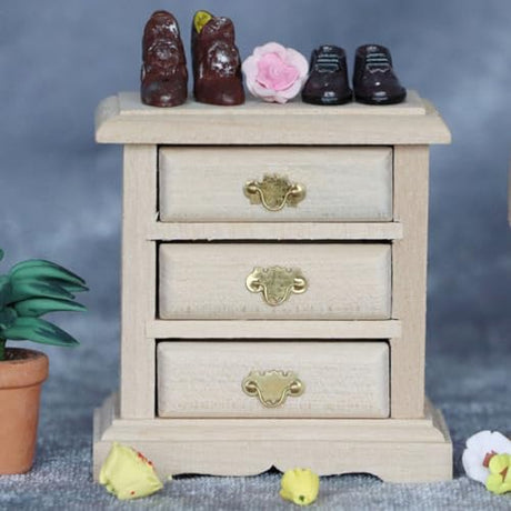 Abaodam 1pc Bedside Table Model Solid Wood Nightstand Drawer Dresser Mini Accessories Unfinished Nightstand Dollhouse Doll Decoration Dollhouse Abaodam