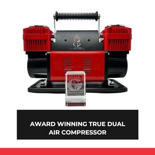 Thor's Lightning Bolt Portable 12v True Dual Air Compressor 10.6 CFM with Digital Pressure Gauge, Single-Tire Inflator/Deflator Air Gun Thor's Lightning Air Systems
