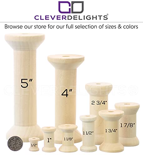 CleverDelights 5" x 1 7/8" Wood Spools - 4 Pack - Empty Craft Spools - WoodArtSupply