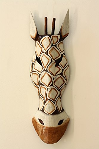 G6 Collection 20" African Wooden Tribal Giraffe Mask Hand Carved Wall Plaque Hanging Home Decor Accent Art Unique Sculpture Decoration Handmade - WoodArtSupply