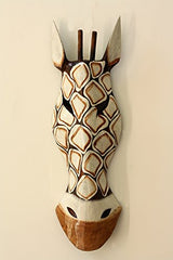 G6 Collection 20" African Wooden Tribal Giraffe Mask Hand Carved Wall Plaque Hanging Home Decor Accent Art Unique Sculpture Decoration Handmade G6 Collection