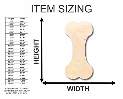 Unfinished Wood Dog Bone Shape - Animal - Pet - Craft - up to 24" DIY 5" / 1/2" 24 Hour Crafts