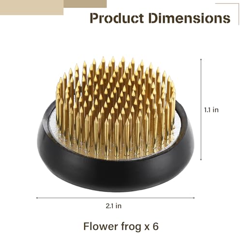 6 PCS Flower Frogs, 2.1 Inches Round Brass Flower Holders, Japanese Ikebana Vase Floral Frogs, Flower Arranger, Flower Fixed Tools Pins for Flower - WoodArtSupply