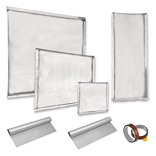 Heat Press Pillow Bundle - 8 Pack Including 4 Size Silver Heat Pressing Transfer Pillows, 2 Teflon Paper Sheets, 2 Rolls Heat Resistant Tape for Heat VCHOMY