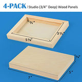 Falling in Art Unfinished Birch Wood Canvas Panels Kit, Falling in Art 4 Pack of 5x7’’ Studio 3/4’’ Deep Cradle Boards for Pouring Art, Crafts, Falling in Art