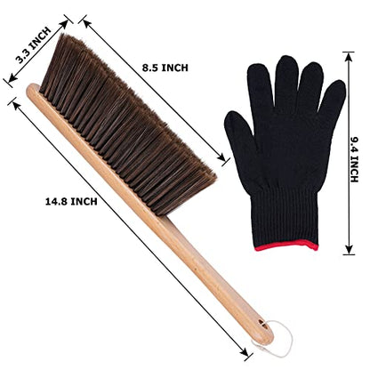 14.8'' Long Wooden Handle Brush Fireplace Brush Bench Brush, Soft Bristles Dust Brush for Sofa Bed Hearth Tidy Workshop Woodworking Clean