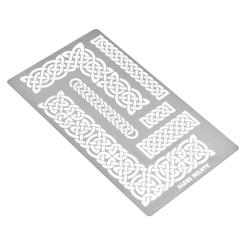 Aleks Melnyk #36.2 Small Border Stencil for Scrapbooking, Celtic Knot, Ornate Viking Stencil, Stainless Steel Journal Stencil, Metal Stencil for - WoodArtSupply