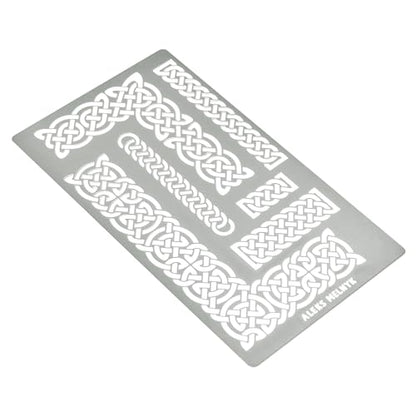 Aleks Melnyk #36.2 Small Border Stencil for Scrapbooking, Celtic Knot, Ornate Viking Stencil, Stainless Steel Journal Stencil, Metal Stencil for - WoodArtSupply