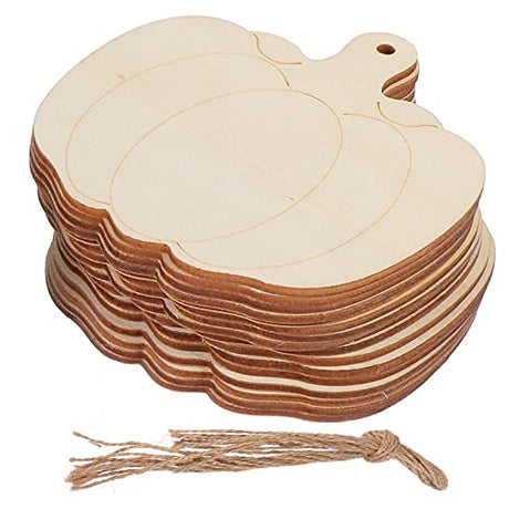 Sewroro 30pcs Wooden DIY Pumpkin Unfinished Wood Craft Cutout Blank Pumpkin for Halloween Fall Thanksgiving Party DIY Craft Decoration Supplies Sewroro