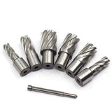 OSCARBIDE Annular Cutter Set 7 Pieces 3/4" Weldon Shank 1"Cutting Depth,1/2 to 1-1/16 inch Diameter,2 Flats Annular Cutters HSS Mag Drill Bits Kit OSCARBIDE