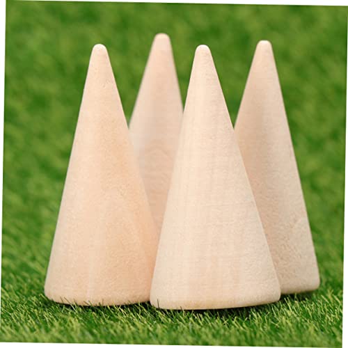 NOLITOY 60 Pcs Diy Cone Unfinished Wooden Toys Cone Bracket Ring Holder Jewelry-rings Ring Display Stands Wood Cone Wood Storage Racks Jewelry Ring NOLITOY