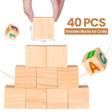 Halloscume 40 Pcs 2 Inch Wooden Blocks Unfinished Wooden Blocks for Crafting Plain Wooden Block for Craft Natural Craft Wood Square Blank Wooden Halloscume