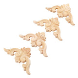 4-Pack Wood Carved Appliques Onlay Decal for Furniture, 6x6cm/2.36"x2.36", Corner Decal for Desk Cabinet Mirror Dresser Drawer Home Decoration MUXSAM