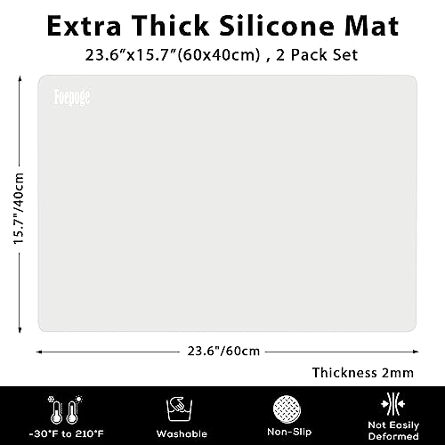 2Pcs Extra Large Silicone Mats for Crafts 27.9 x 20, Thick Silicon  Countertop Protector Mat Heat Resistant for Kitchen Counter, Nonstick  Silicone