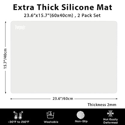 2MM Extra Thick Silicone Mats for Kitchen Counter Heat Resistant Mat, 23.6" x 15.7" Silicone Countertop Protector Mat Large Placemats, Silicon Craft - WoodArtSupply