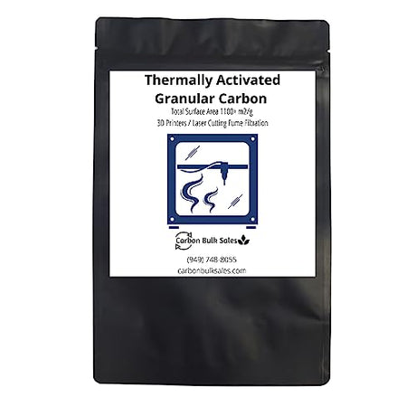 Activated Carbon for 3D Printers, Thermaly Activated, Low-Dust GAC Charcoal for Laser Engraver, Carbon for Filter Refill (1 Pound) Carbon Bulk Sales
