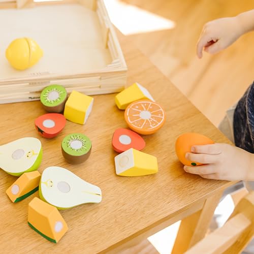 Melissa & Doug Cutting Fruit Set - Wooden Play Food Kitchen Accessory, Multi - Pretend Play Accessories, Wooden Cutting Fruit Toys For Toddlers And Melissa & Doug
