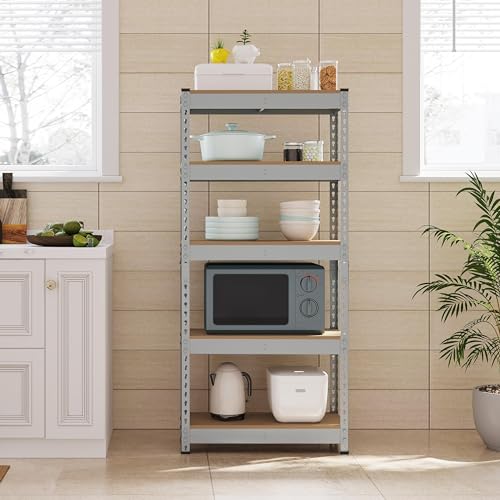 Topeakmart 5-Tier Utility Shelves, Metal Storage Shelves Garage Shelving Unit Adjustable Garage Storage Shelves Storage Racks Heavy Duty Shed - WoodArtSupply