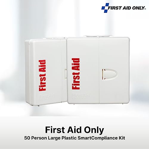 First Aid Only 1000-FAE-0103 50-Person SmartCompliance OSHA First Aid Kit for Businesses, Large Plastic First Aid Cabinet with Medications, 245 - WoodArtSupply