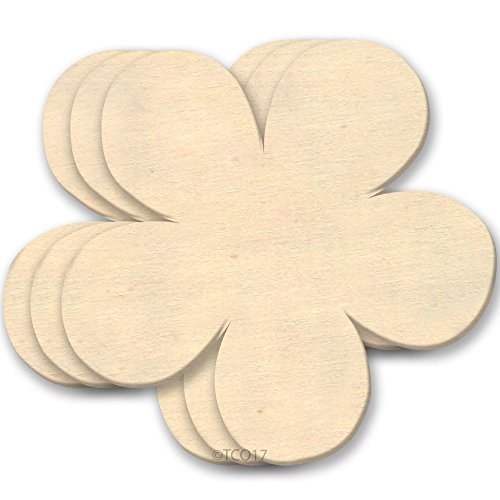 4-in Wooden Shape 1/8" Thick Shape (Flower) Unfinished Plywood Shape Flower Symbol, 3-Pack