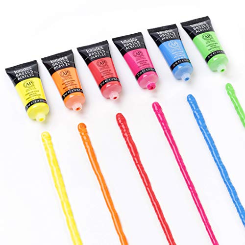 Liquitex BASICS Acrylic Paint Set, 6 x 22ml (0.74-oz) Tube Paint Set, Fluorescent - WoodArtSupply