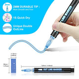 Double Line Outline Markers, 36 Colors Super Squiggles Shimmer Outline Marker Pen Set, Self Outline Metallic Markers Glitter Writing Drawing Pens for Hoxida