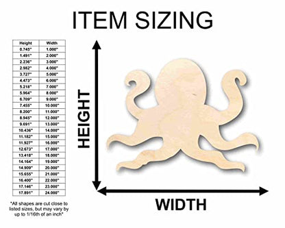 Unfinished Wood Octopus Silhouette - Craft- up to 24" DIY 20" / 1/4" - WoodArtSupply