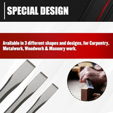 C&T 3-Piece Heavy Duty All Purpose Cold Chisels Kit, 3/8, 1/2, 5/8 in, for Carpentry, Metalwork, Woodwork & Masonry work C&T
