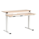Stand Up Desk Store 48" Crank Adjustable Height Split Level Drafting Table Ergonomic Desk with Monitor Shelf (White/Birch) S Stand Up Desk Store