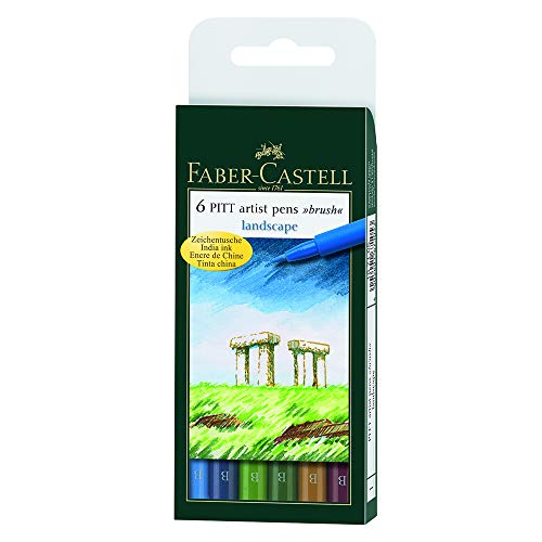 Faber-Castell Faber-Castel Faber-Castell FC167105 Pitt Artist Color Brush Wallet Set (6 Pack), Landscape, Assorted Faber-Castell