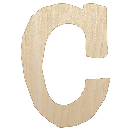 Letter C Uppercase Cute Typewriter Font Unfinished Wood Shape Piece Cutout for DIY Craft Projects - 1/4 Inch Thick - 6.25 Inch Size Sniggle Sloth