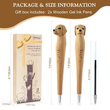 VIPbuy 2 Count 100% Handmade Wood Carved Gel Ink Pens -Novelty Refillable Writing Pens Office School Supplies Birthday Christmas Gift, Labrador VIPbuy