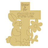 Cross Design by Lines Cutout Unfinished Wood Holidays Easter is for Jesus Door Hanger MDF Shape Canvas Style 7 Art 1 (12") Diverse Woodworking