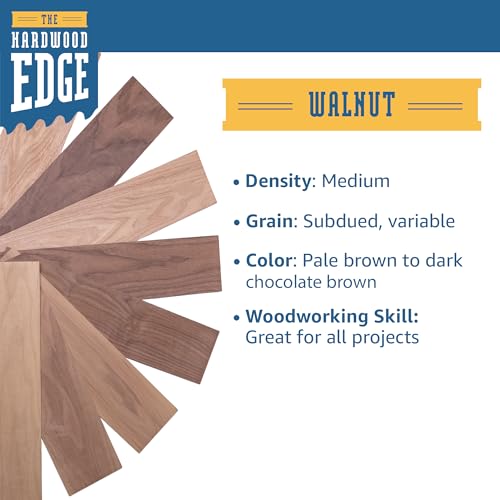 The Hardwood Edge Walnut Hardwood Planks - 2-Pack Walnut Wood for Unfinished Wood Crafts - 1/8’’ (3mm) 100% Pure Hardwood - Laser Engraving Blanks - THE HARDWOOD EDGE