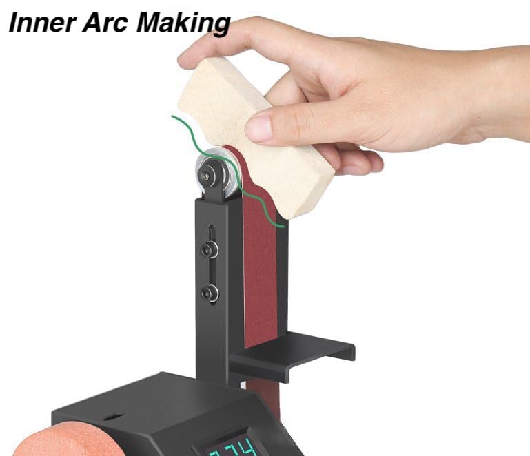 Mefape Mini Belt Sander w/Variable Speed Control & Digital Display, 350W Power Sander for Woodworking Metal Precision Angle Adjustable Grinder, Inner Mefape