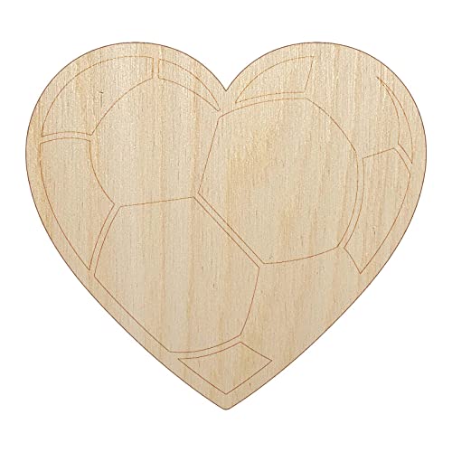 Heart Shaped Soccer Ball Futbol Sports Unfinished Wood Shape Piece Cutout for DIY Craft Projects - 1/4 Inch Thick - 4.70 Inch Size Sniggle Sloth