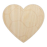 Heart Shaped Soccer Ball Futbol Sports Unfinished Wood Shape Piece Cutout for DIY Craft Projects - 1/4 Inch Thick - 4.70 Inch Size Sniggle Sloth