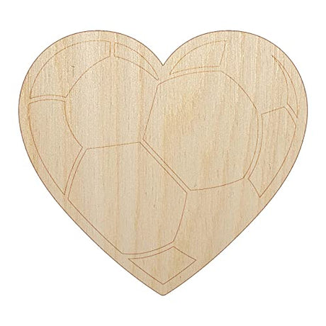 Heart Shaped Soccer Ball Futbol Sports Unfinished Wood Shape Piece Cutout for DIY Craft Projects - 1/4 Inch Thick - 4.70 Inch Size Sniggle Sloth