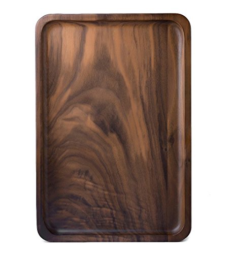Rustic Walnut Wooden Tray Solid Wood Serving Tray Square Rectangle Platter Tea Tray Coffee Table Tray (Rectangle Small (12x6x0.9 inch)) Winterworm