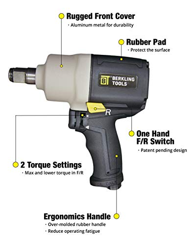 Berkling Tools 2463T 1/2" HEAVY DUTY Pneumatic Impact Wrench - Air Powered, Twin Hammer, Composite Handle Berkling Tools
