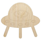 Alien Space Ship UFO Unfinished Wood Shape Piece Cutout for DIY Craft Projects - 1/4 Inch Thick - 6.25 Inch Size Sniggle Sloth