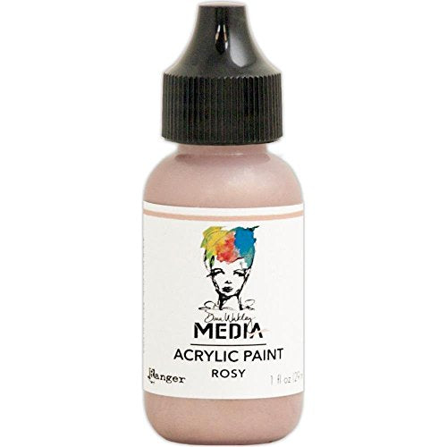 Dina Wakley Metallic Heavy Body Acrylic Paint Bundle - 6 Bottles, 1 Ounce Each - Ancient, Rosy, Medieval, Gilt, Penny and Sterling Dina Wakley Media