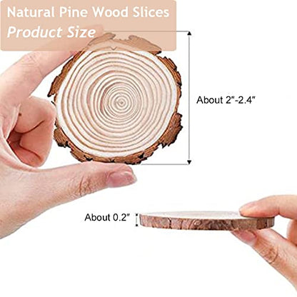 40 Pcs Unfinished Natural Wood Slices - 2-2.4" - DIY Wood Kit with Bark - for Wooden Crafts Wedding Decorations Christmas Decorations - WoodArtSupply