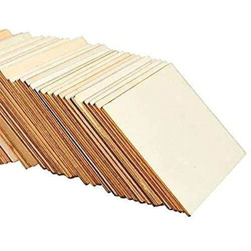  60 Pack Unfinished Wood Pieces 3x3 Inch, Blank Wooden