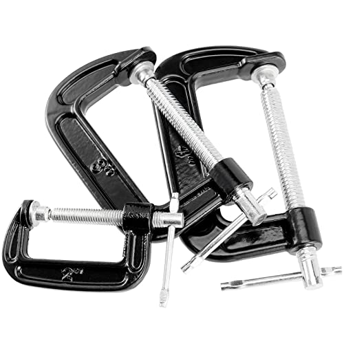 MUKCHAP 6 PCS 3 Size C-clamp Set, 2" 3" 4" Small C Clamps, Mini G Clamps for Woodworking or Metal Workpiece, Black MUKCHAP