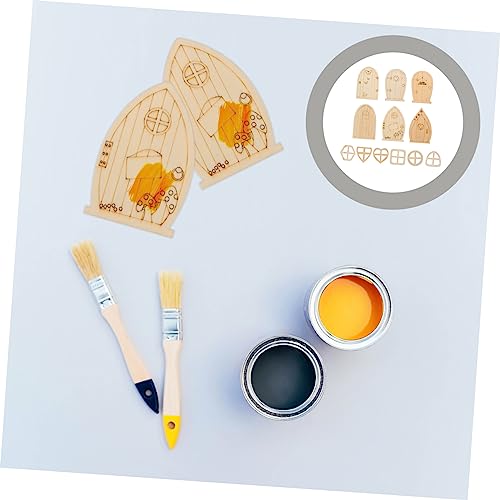 VILLCASE 48pcs Mini Fairy Door Gnome Homes Garden Unfinished Fairy Doors Door Kit Fairy House Doors Chips Miniatures DIY Houses Tree Windows Fairy VILLCASE