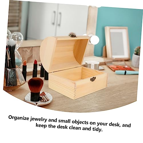 MAGICLULU 1pc Pirate Treasure Chest Wooden Box Unfinished Wood Crates Kids Toys Small Treasure Chest Decorative Lock Case Chest Treasure Case Wood MAGICLULU