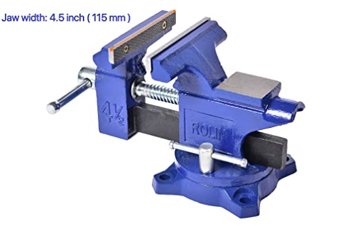 Rolin Vise Bench Vise 4-1/2 Inch With 240 Degree Swivel Base Clamp Tools Home Vises Rotation Base - WoodArtSupply